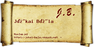 Jókai Béla névjegykártya